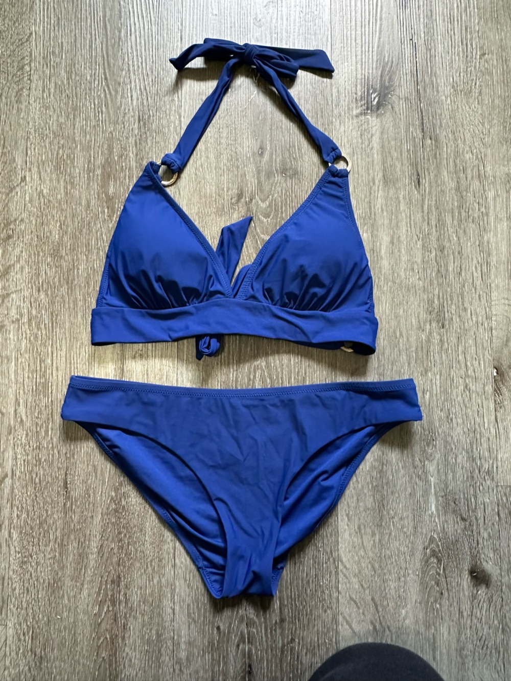 Deep Blue Halter Bikini Set - Classic Two-Piece Swimwear